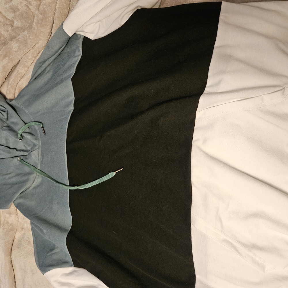 Colorblock Hoodie in Blue, Black, and White